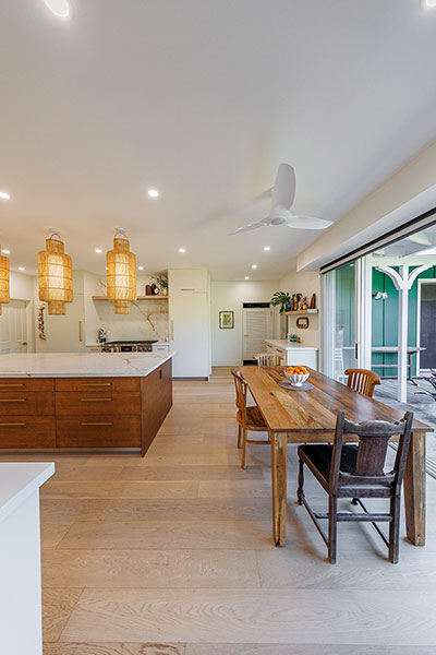 image of beautiful luxury kitchen with neolith countertops and UA Floors flooring